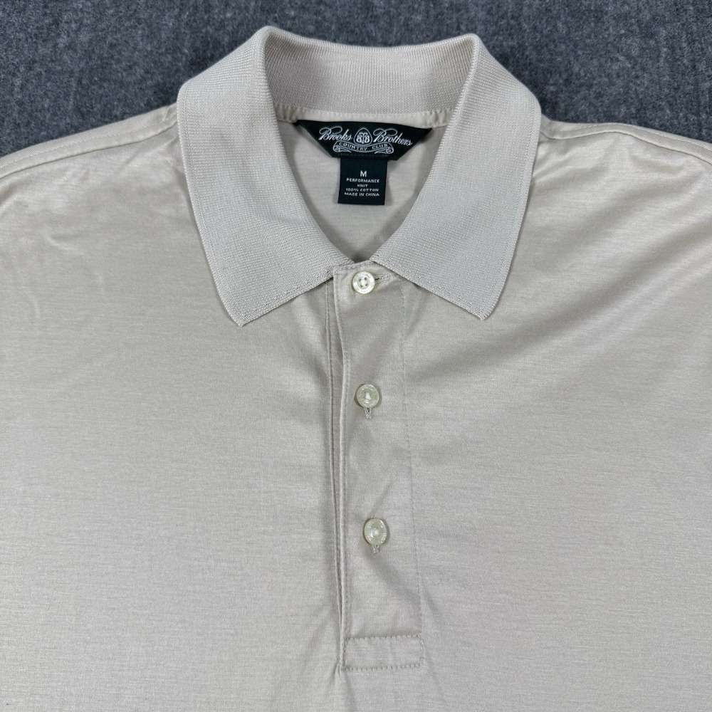 Brooks Brothers Country Club Men's M Performance Knit Polo Shirt Beige